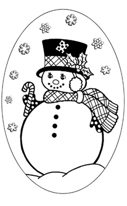 Snow Lady wearing scarf holding a candy cane in the snow